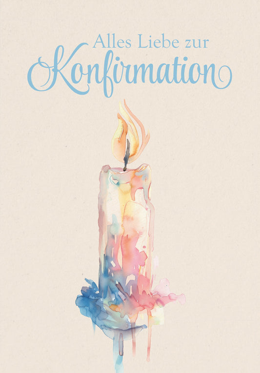 Zur Konfirmation - Kerze Aquarell