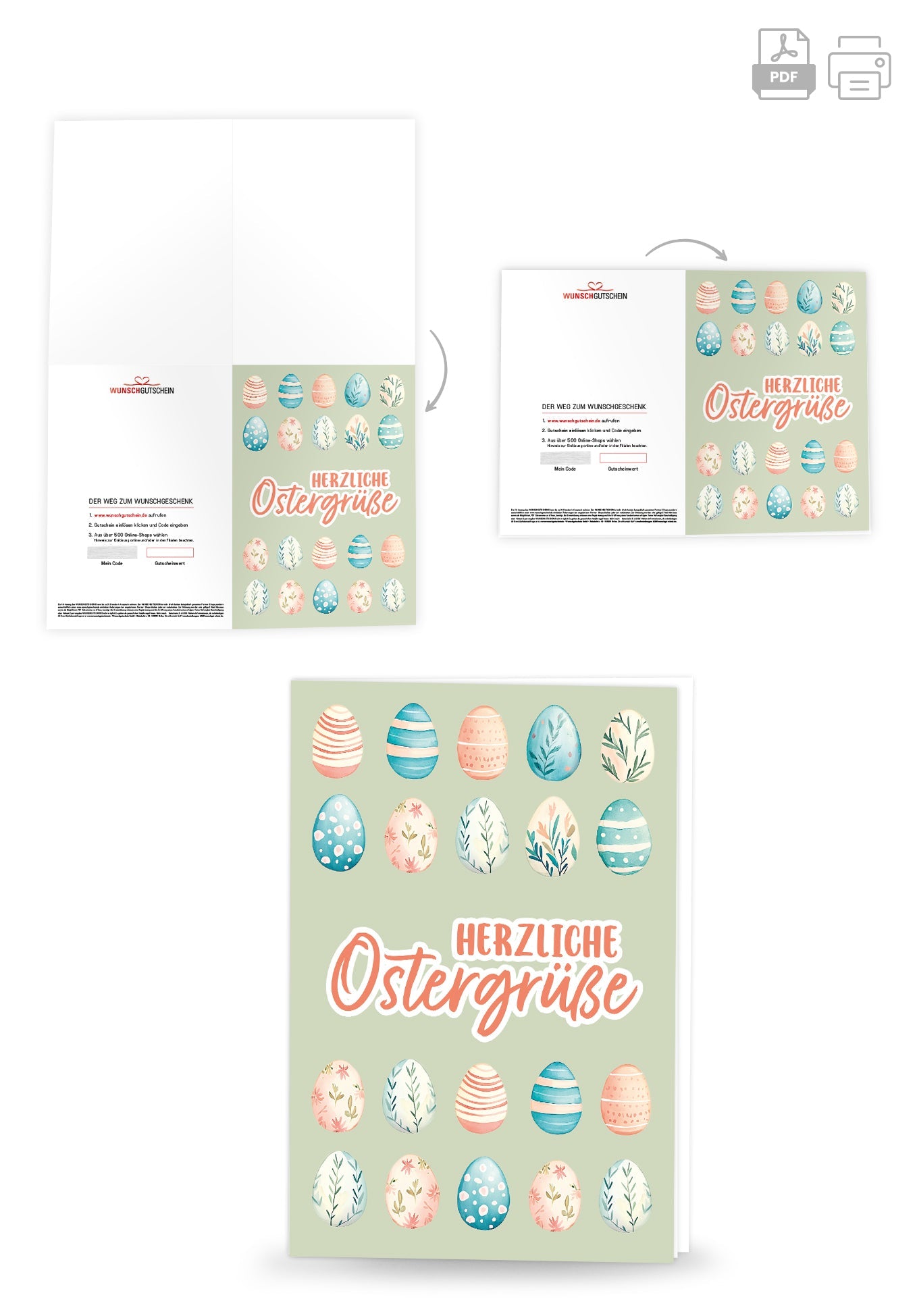 Herzliche Ostergrüße - Eiermuster Grün