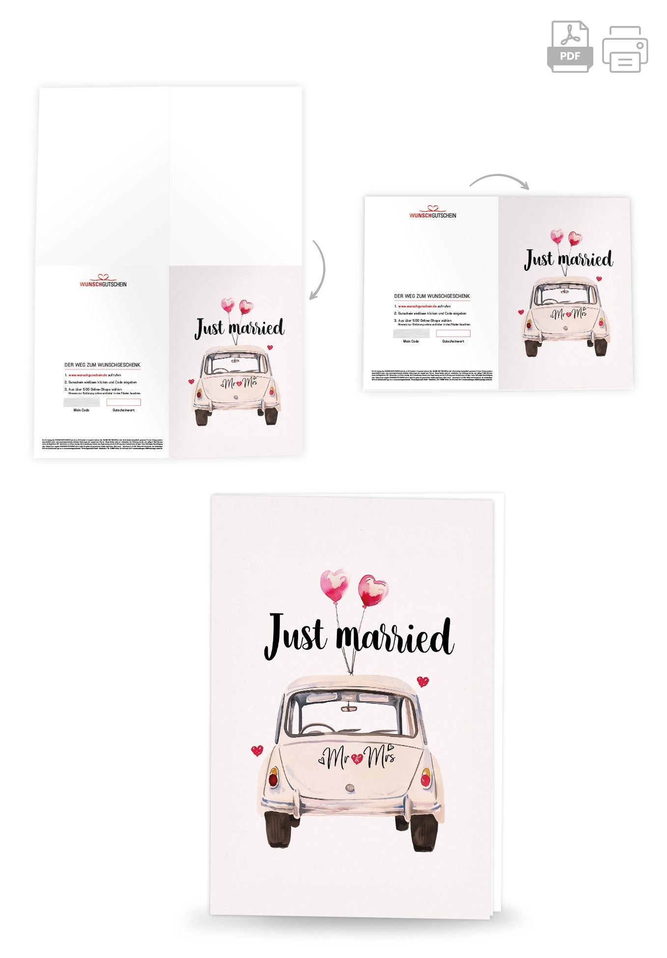 Just Married - Auto Weiß