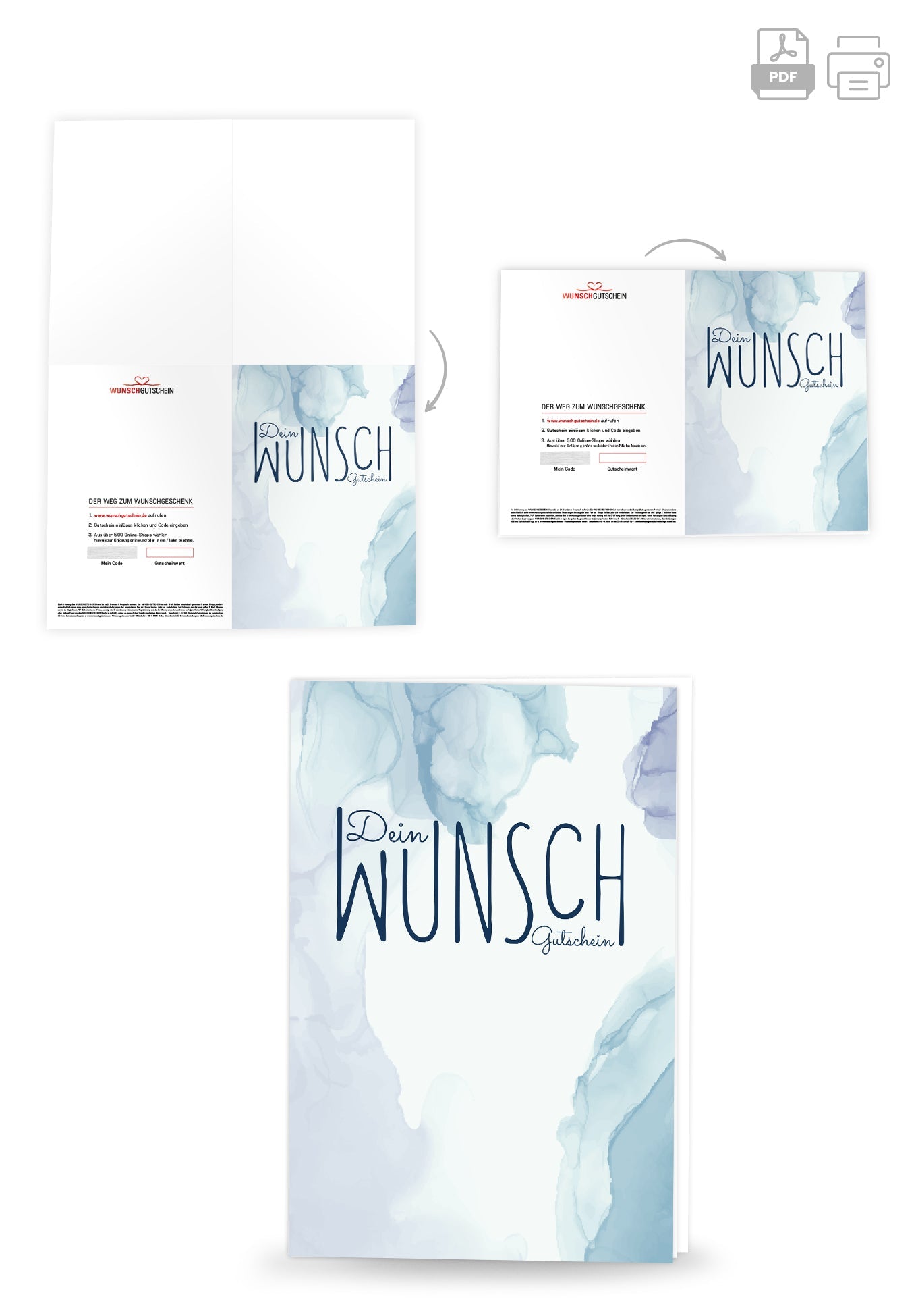 Dein Wunschgutschein - Aquarell Blau