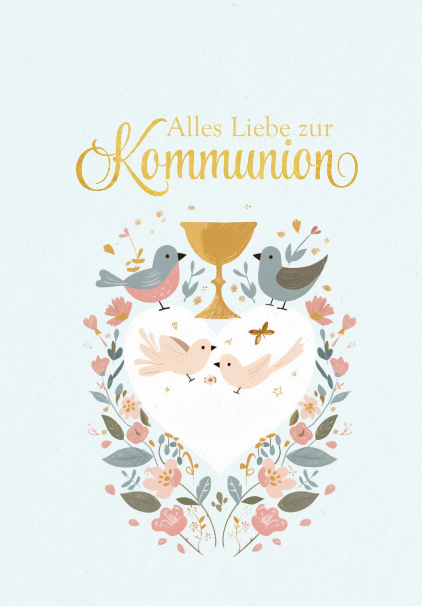 Alles Liebe zur Kommunion - Vögel Blumen