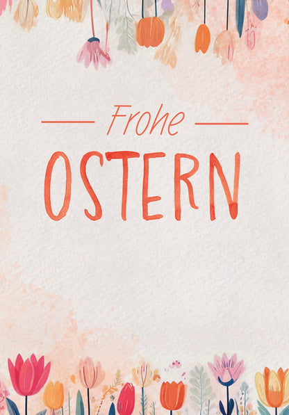 Frohe Ostern - Blumen Aquarell