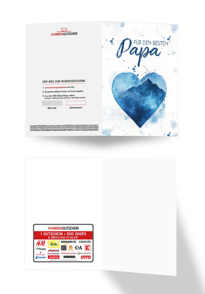 Für den besten Papa - Aquarellherz blau