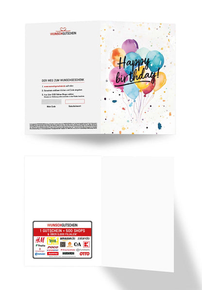 Happy Birthday - Ballons Aquarell