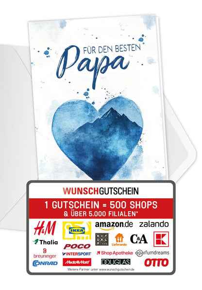 Für den besten Papa - Aquarellherz blau