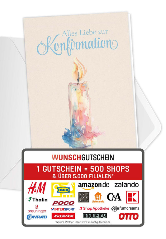 Zur Konfirmation - Kerze Aquarell