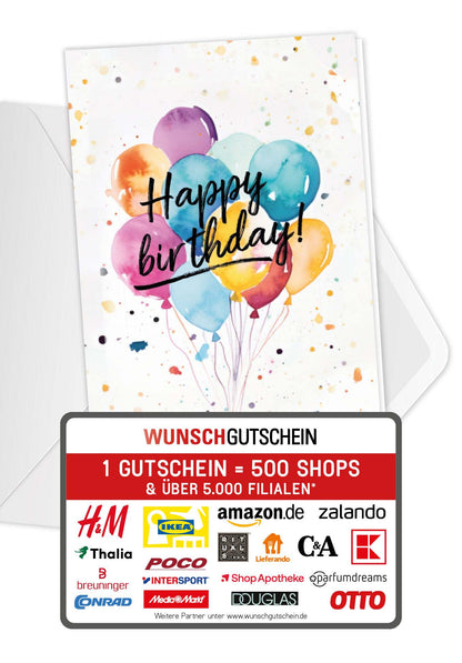 Happy Birthday - Ballons Aquarell