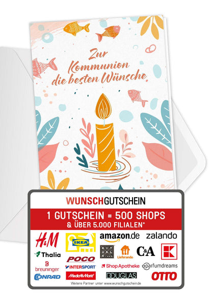 Zur Kommunion - Kerze Fische