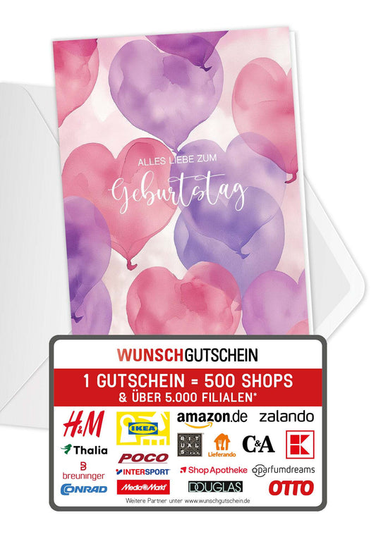 Alles Liebe zum Geburtstag - Herzen Pink