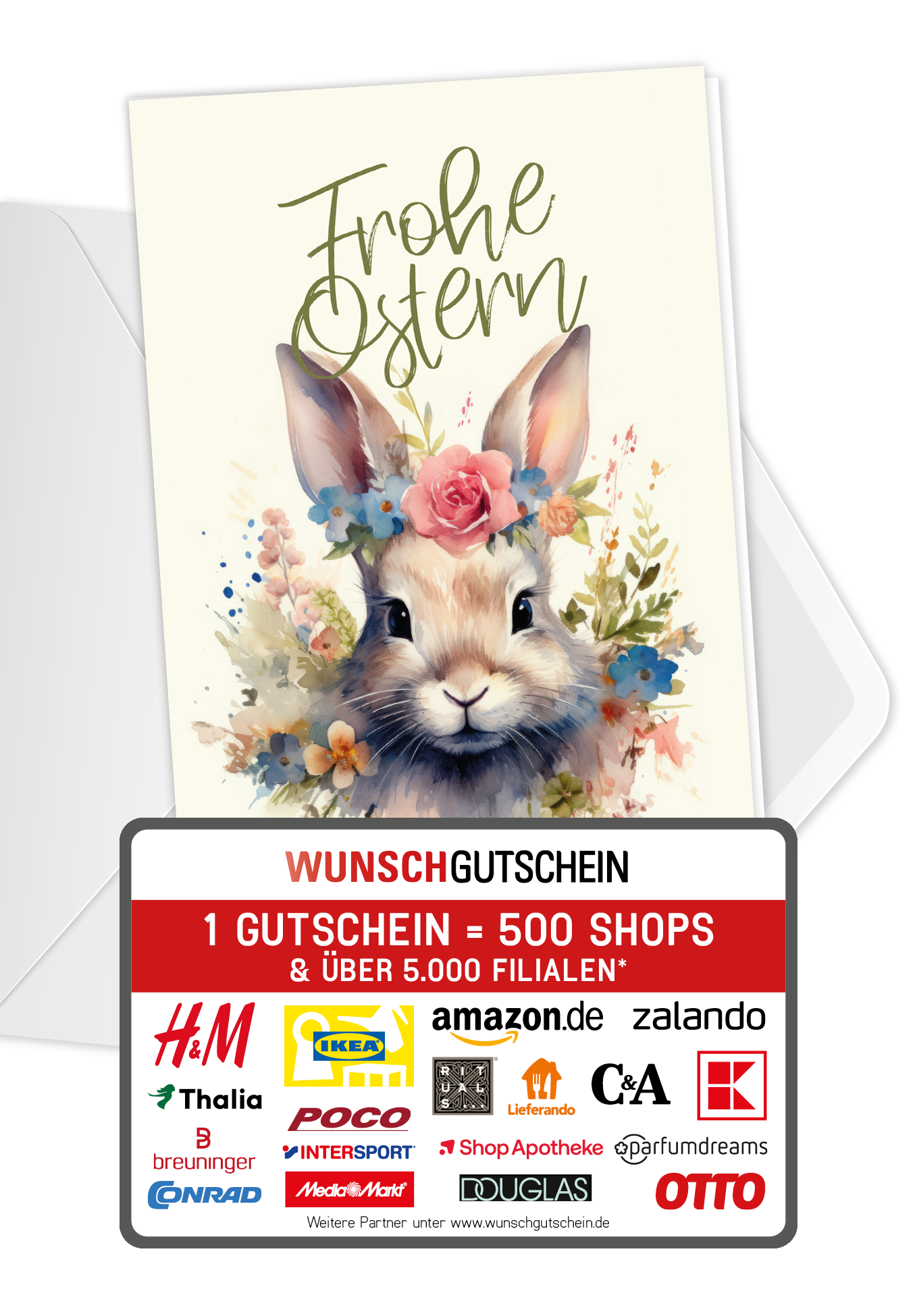 Frohe Ostern - Hase Blumen