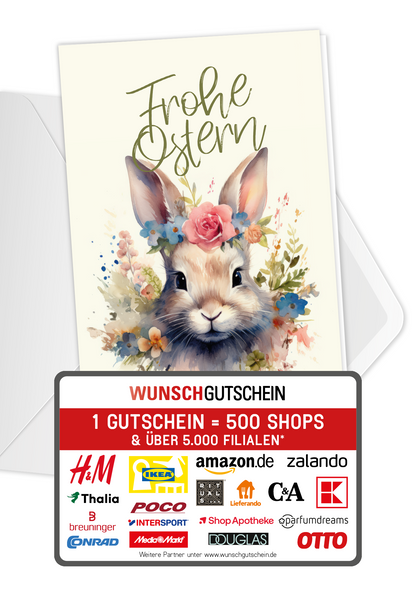 Frohe Ostern - Hase Blumen