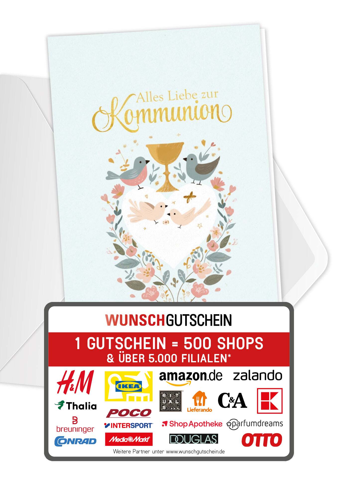 Alles Liebe zur Kommunion - Vögel Blumen