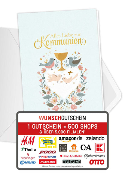Alles Liebe zur Kommunion - Vögel Blumen