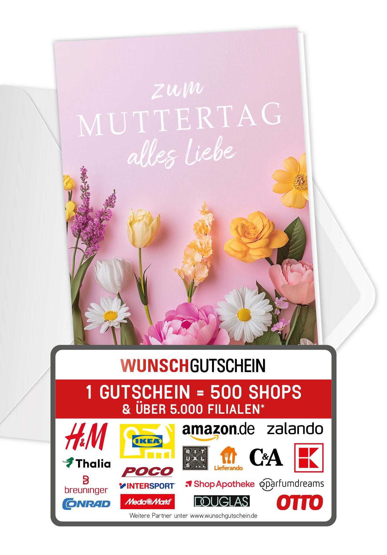 Zum Muttertag alles Liebe - Blumen Rosa
