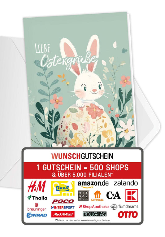 Liebe Ostergrüße - Hase Türkis