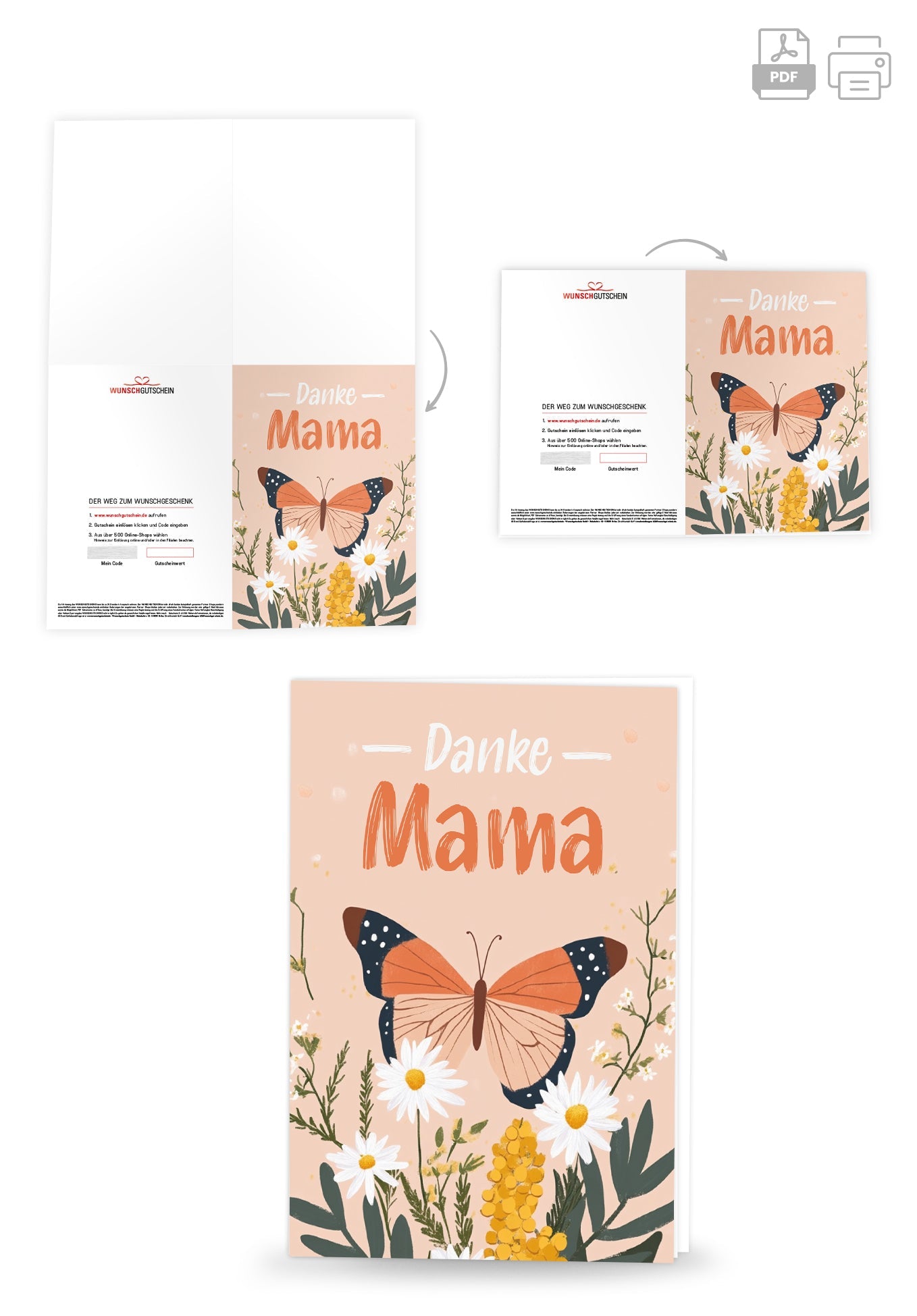 Danke Mama - Schmetterling Orange
