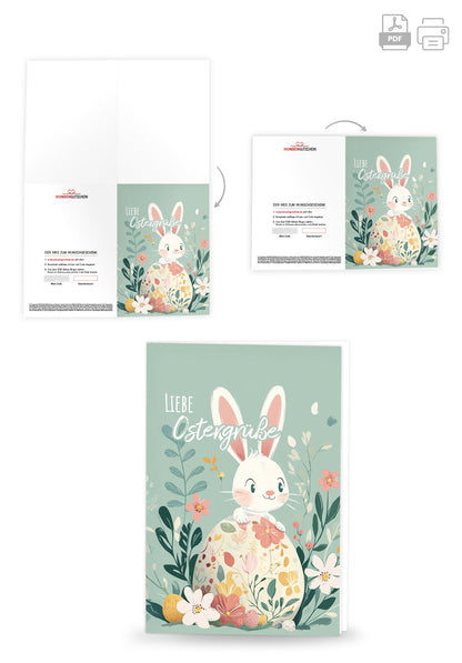 Liebe Ostergrüße - Hase Türkis