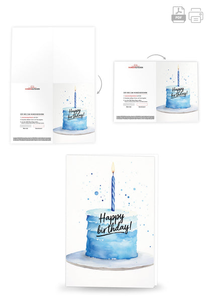 Happy Birthday - Torte Blau