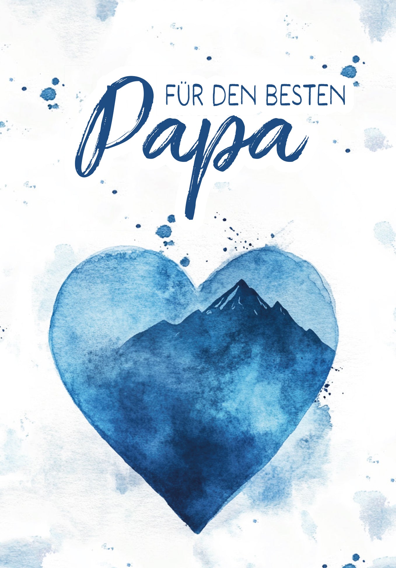 Für den besten Papa - Aquarellherz blau