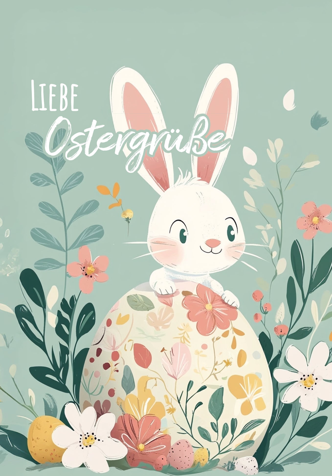 Liebe Ostergrüße - Hase Türkis