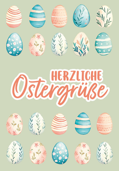 Herzliche Ostergrüße - Eiermuster Grün