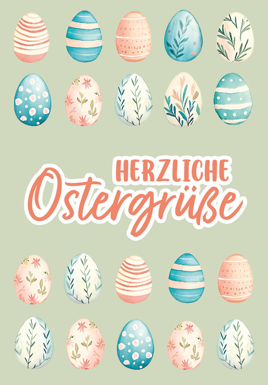 Herzliche Ostergrüße - Eiermuster Grün